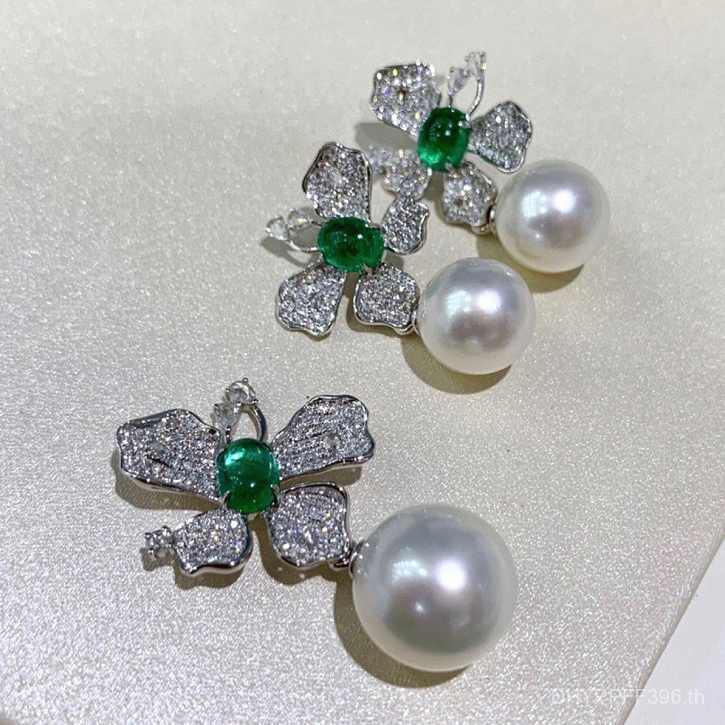 ชุดมุกน้ำจืด Retro Pearl Emerald สไตล์คลาสสิค กับต่างหูและสร้อยคอดีไซน์เก๋ จากวัสดุเงิน S925 R1TG