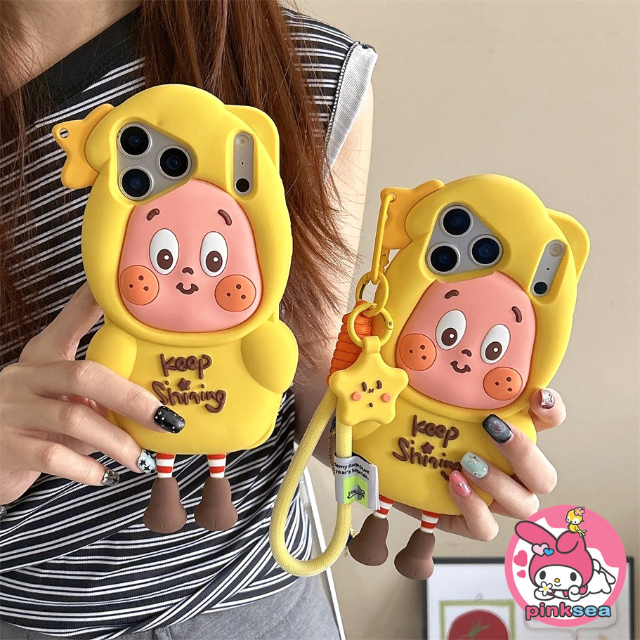 3D น่ารักดาวจี้กรณีโทรศัพท์เด็กการ์ตูนพร้อมเชือกที่เข้ากันได้สำหรับ iPhone 17 16 15 14 13 12 Pro Max Ins ทันสมัยขายร้อนซิลิโคนอ่อนกล่องป้องกันการกระแทก