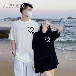 🎁 ของขวัญวันวาเลนไทน์ 🎁เสื้อยืดคู่รัก ผ้าคอตตอน 100% พิมพ์ลา…