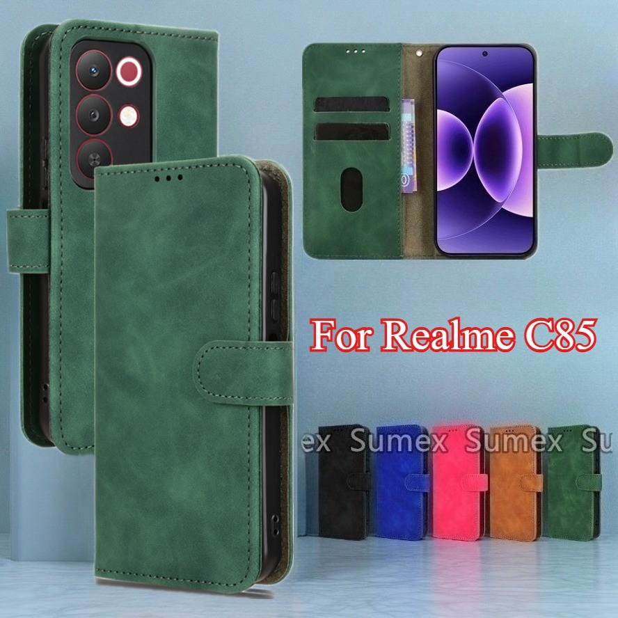ฝาครอบหนังสําหรับRealme C85 Pro 4G 5Gเคสโทรศัพท์กันกระแทกAnti Fall Stand Holderกระเป๋าสตางค์แม่เหล็กปลอกRealmeC85 Real me C85Pro RMX5253 RMX5555 2025