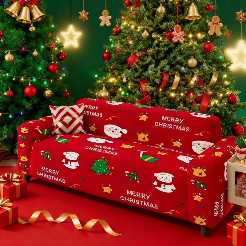 ผ้าคลุมโซฟาคริสต์มาส ผ้าคลุมโซฟา ผ้าคลุมโซฟาตัวแอล หลายขนาด ผ้าคุมโซฟา กันฝุ่น ผ้าหนา การตกแต่งคริสต์มาส