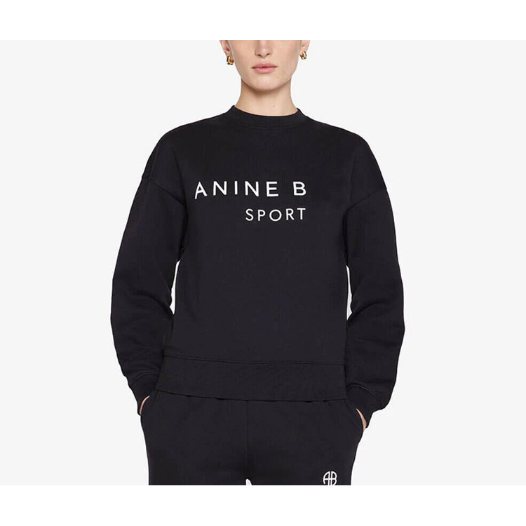 I9NG ANINE BING 21Autumn and Winter New North American Style Letter Print Sports Hoodie Fleece Lined