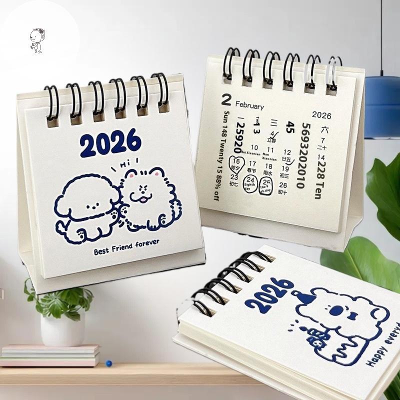 โมเอะ 2026 ปฏิทินน่ารักสํานักงานเดสก์ท็อปตกแต่งเครื่องประดับขนาดเล็กปฏิทินปฏิทินปฏิทินแผนหนังสือ ไทย