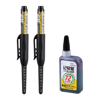 Stat 2 ชิ้น 45 มิลลิเมตร Long Tip MARKER ปากกา 15 มิลลิลิตรหมึกเติมถาวร MARKER สําหรับงานไม้อุตสาหกรรมก่อสร้าง Marki