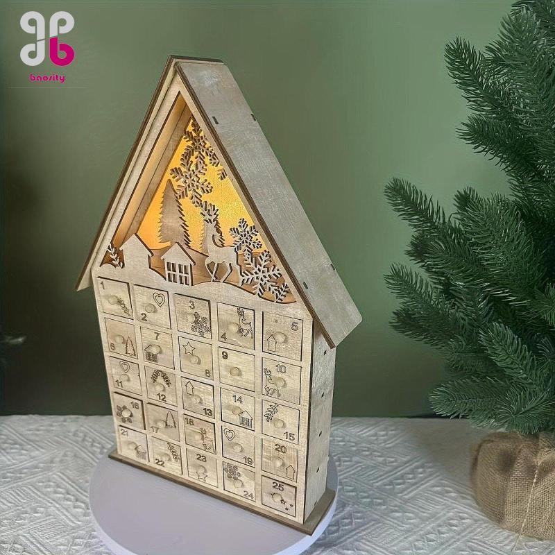 [Baosity] Lighted Advent Calendar Christmas Advent Calendar 2024 Nativity Wood Calendar