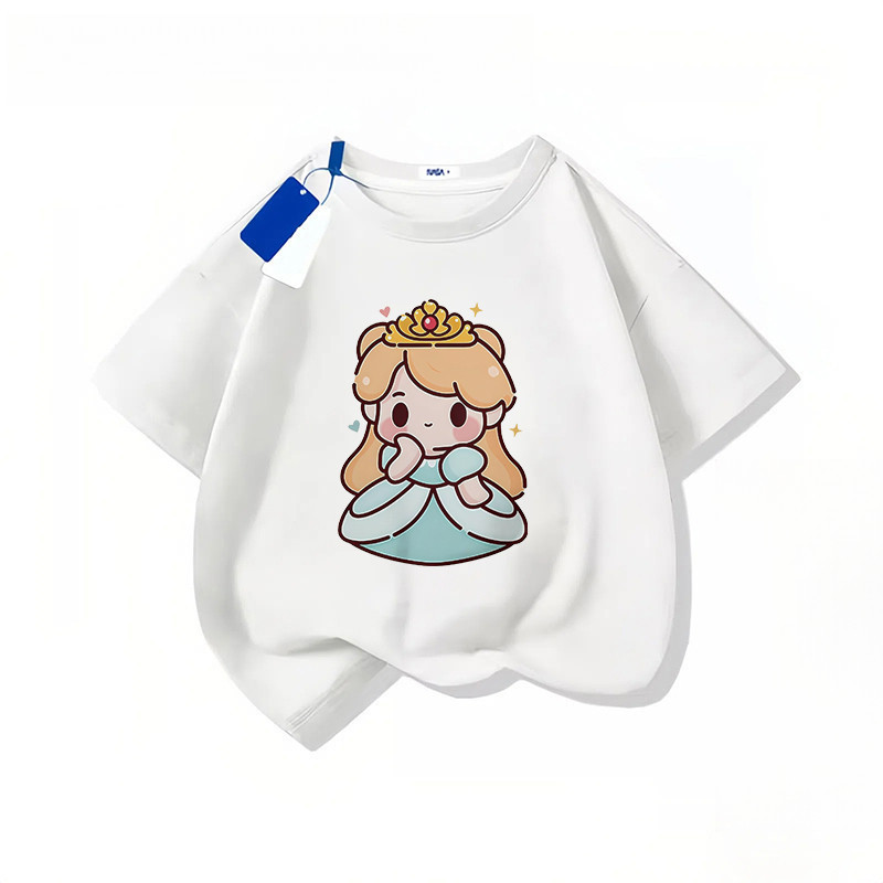 เสื้อยืดคอตตอน 100%  220G เสื้อยืดเจ้าหญิงธรรมดา DDU Maikling mangas สําหรับเด็ก