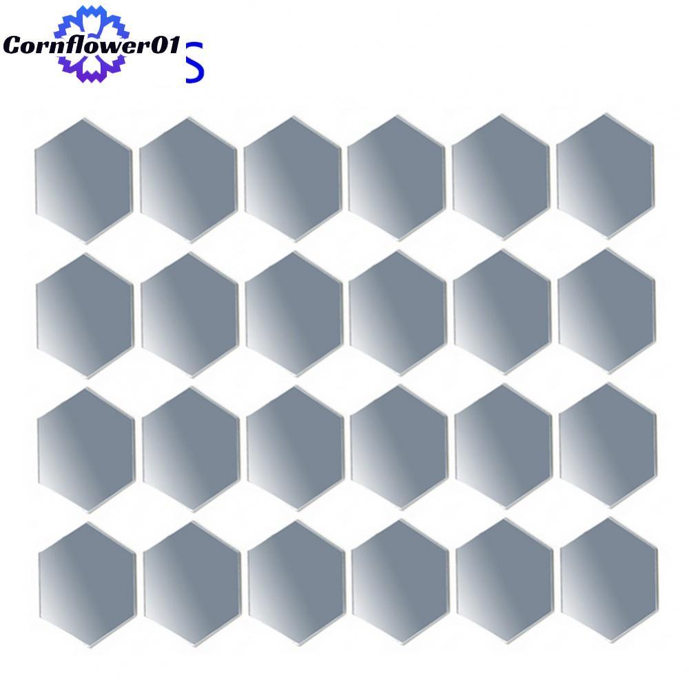 [cornflower01]Stickers Sticker DIY 24Pcs Self-Adhesive Mirror Tile Tiles Mosaic Self
