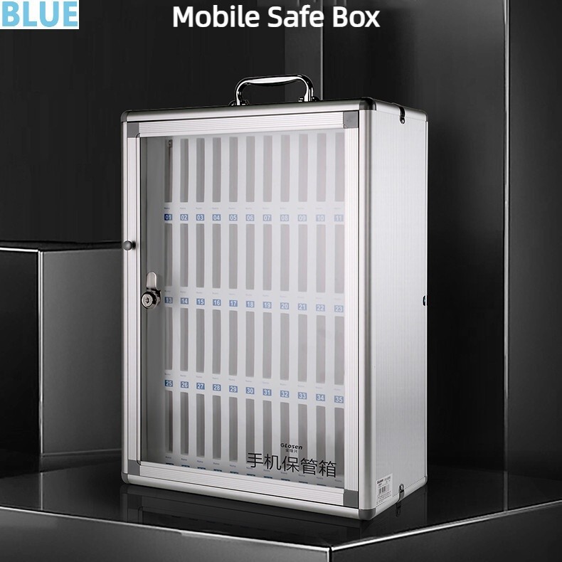 Blue Mobile Phone Safe Box Student Mobile Phone Storage Cabinet Mobile Phone Storage Box Locked Mobi