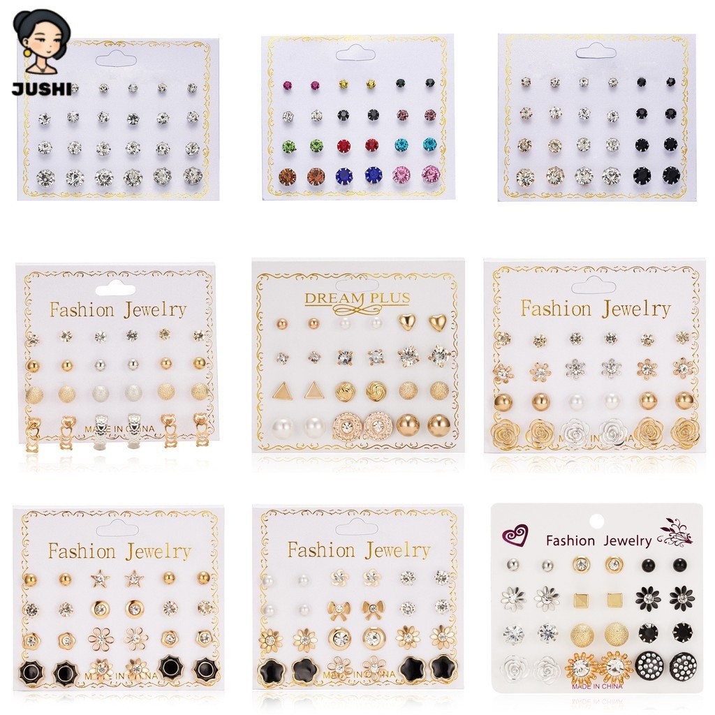 ต่างหู Ball Stud 12 คู่ จาก JUSHI สไตล์มินIMALIST เหมาะเป็นของขวัญและเครื่องประดับประจำวัน