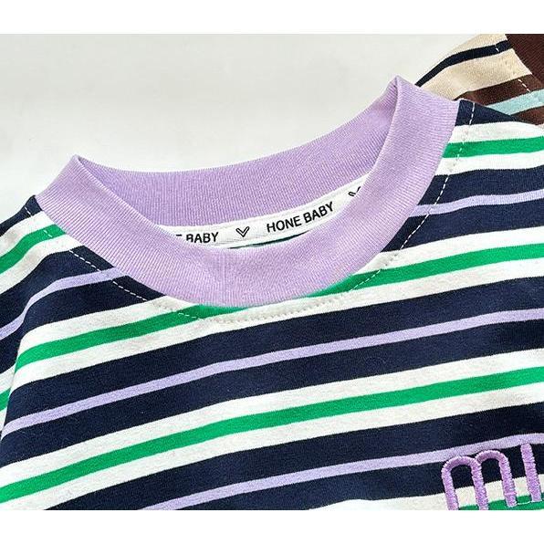 พร้อมส่ง-เสือยืดลายทางเด็กแขนสัน เสือ แขนสันเด็ก ลายทาง ผ้าคอตตอน ผ้านิม ใส่สบาย สำหรับ เด็กเด็กชาย/เด็กหญิง 🔥D7629💫 - รูปที่ 5