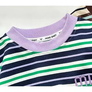 พร้อมส่ง-เสือยืดลายทางเด็กแขนสัน เสือ แขนสันเด็ก ลายทาง ผ้าคอตตอน ผ้านิม ใส่สบาย สำหรับ เด็กเด็กชาย/เด็กหญิง 🔥D7629💫