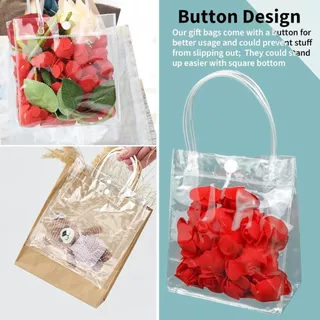 10 ใบ กระเป๋าใส PVC / กระเป๋าถือพลาสติกใส / กระเป๋าโททแบบใสสำหรับของขวัญ / กระเป๋าโบกของขวัญ / กระเป๋าแพ็คของขวัญ