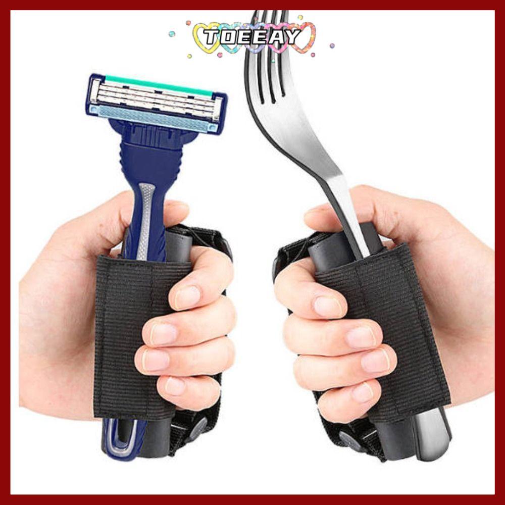 TOEAY Eating Assistance Cuff, Hypoallergenic Self-Care Utensil Holder Strap, Washable Elastic Aid Ut