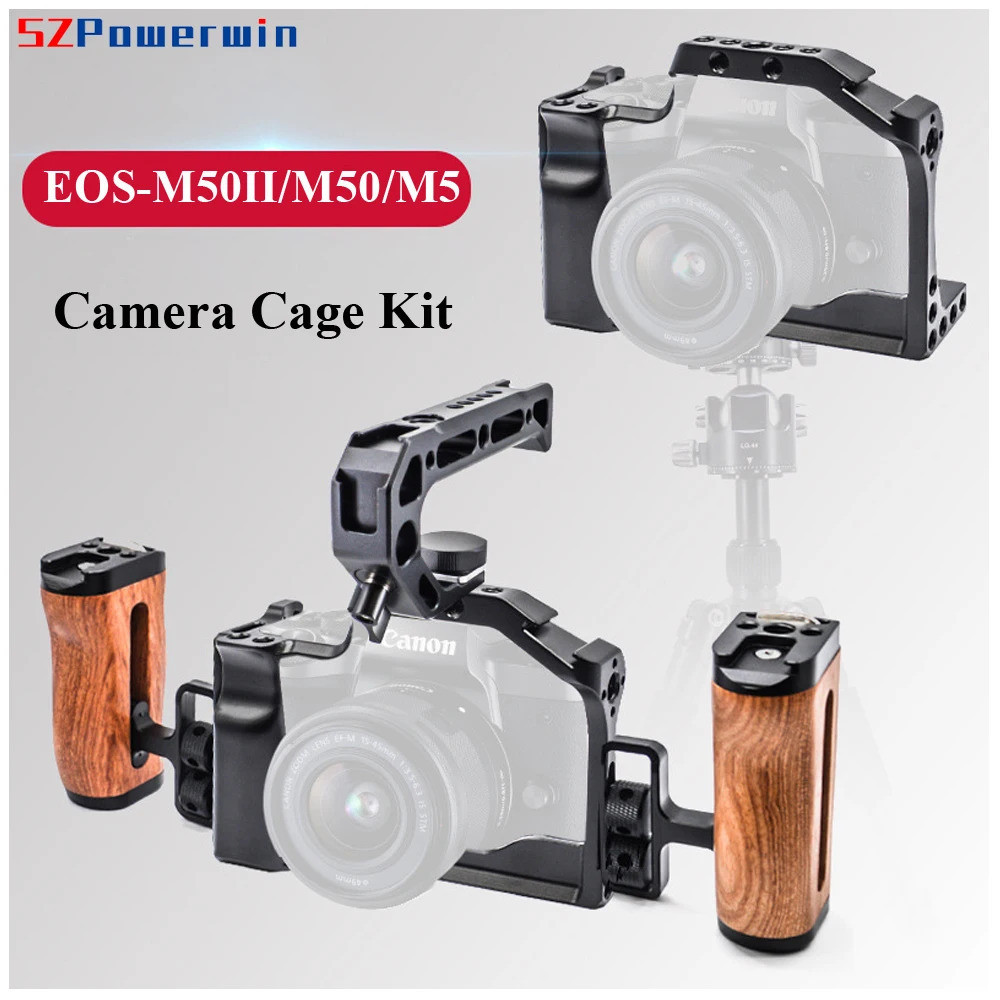 Powerwin สําหรับ Canon Eos M50ii M50 M5 กล้องชุด Rig ป้องกันกรอบ Gimbal Arri Locating สกรูไม้ Han