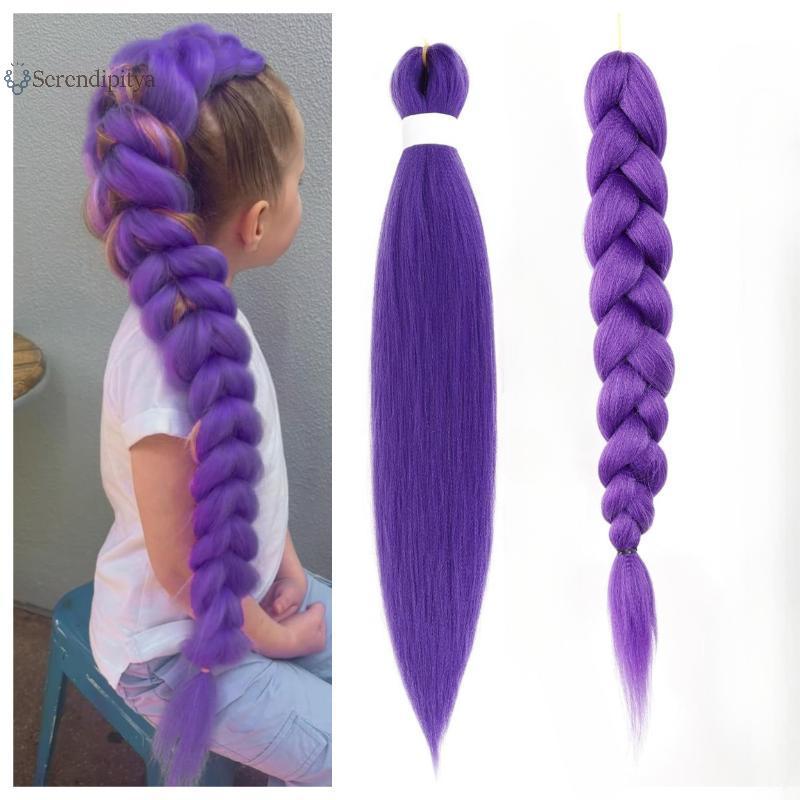 SEE 26 นิ้วคอสเพลย์วิกผม KPOP Rumi ยาวสีม่วง Dress Up อุปกรณ์เสริม DIY หางม้า Braid ความร้อนทนวิกผมส