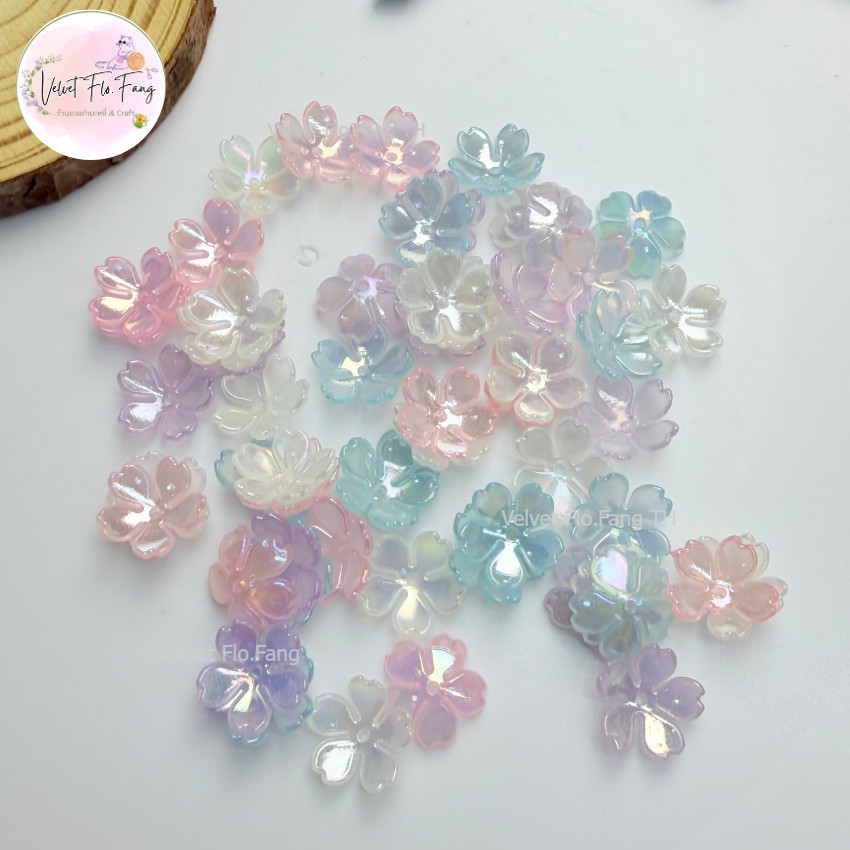 ลูกปัด ดอกไม้ ซากุระ 5 กลีบ คละสี มีรู สําหรับงาน DIY งานเครื่องประดับ