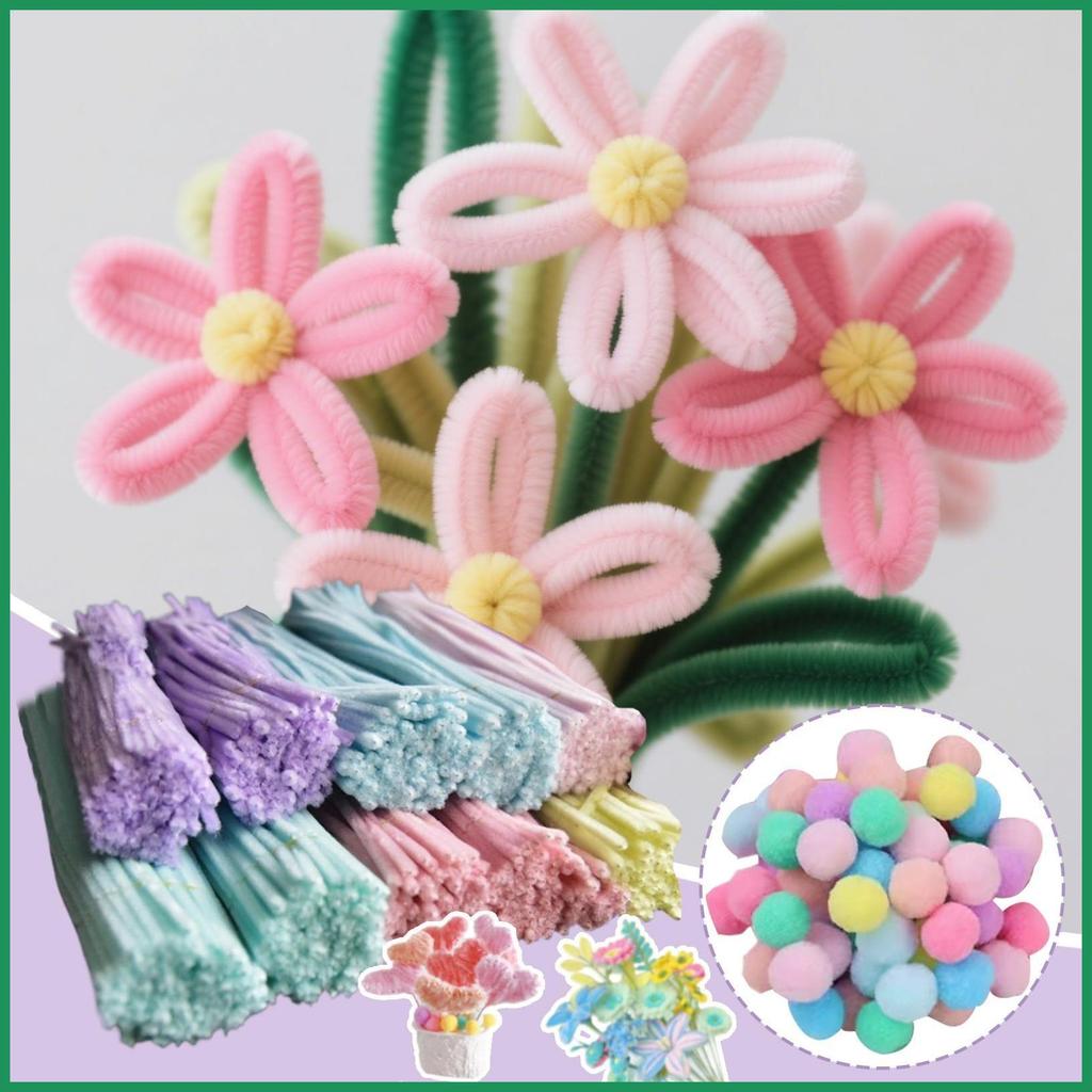ท่อสีทําความสะอาดสําหรับงานฝีมือ 200X Fuzzy Craft Wire 20X ผมลูกบิด Stick สําหรับช่อดอกไม้สัตว์ aath