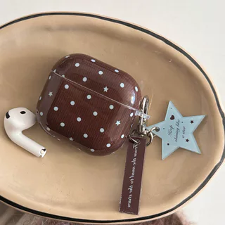 เกาหลีน่ารักสีน้ําตาลสีฟ้า Polka Dot หูฟังสําหรับ Apple Airpods Pro 2 3 4 ฝาครอบ Star จี้สําหรับ Airpod Pro3 ชุดหูฟัง Funda