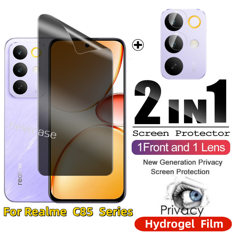 2in1 ความเป็นส่วนตัว Anti Spy ด้านหน้าคลุมทั้งหมดป้องกัน Tpu Hydrogel ฟิล์มสําหรับ Realme C85 C75 Pr
