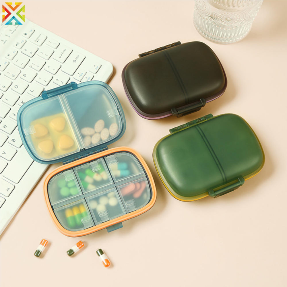ที่เก็บยาแบบพกพา ฉากกั้นแบบถอดได้ 8-Compartment Pill Case Mini Airtight สําหรับ Office Home Pharmacy
