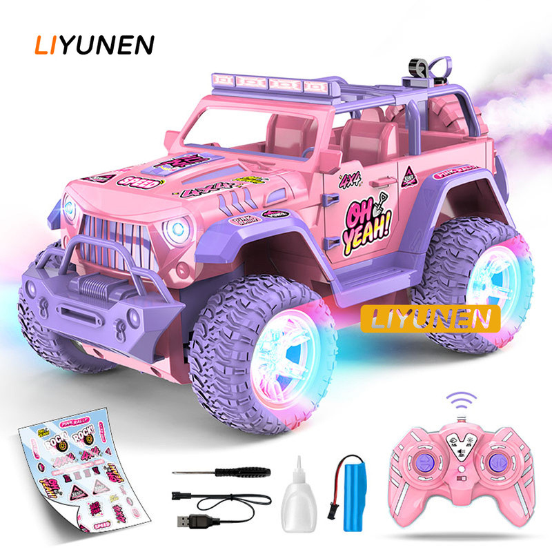 สีชมพู RC รถออฟโรดรถกระบะไฟฟ้าปีนเขา Drop-proof Unicorn Stunt รีโมทคอนโทรลของเล่นเด็กของขวัญเครื่องประดับคริสต์มาส