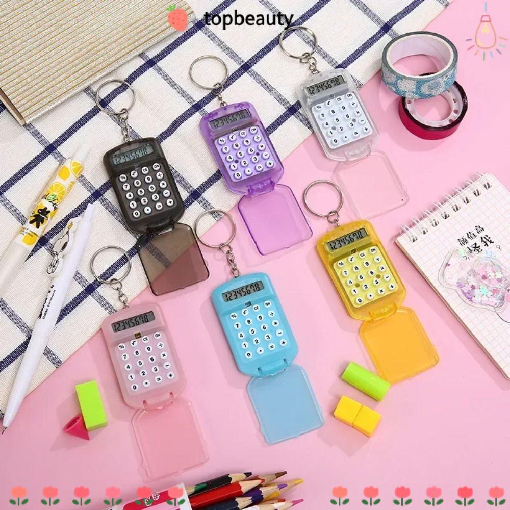 Topbeauty เครื่องคิดเลข, พวงกุญแจมัลติฟังก์ชั่นสร้างสรรค์, แบบพกพา 8 หลักจอแสดงผลน้ําหนักเบามินิเครื่องเขียนนักเรียนสํานักงาน
