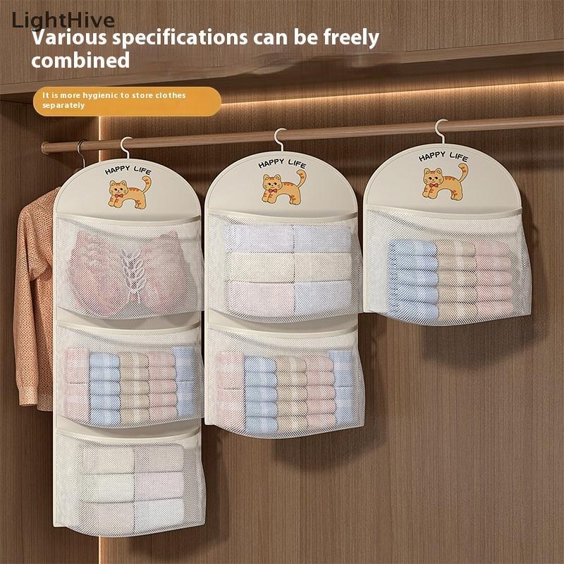 [LightHive] 2/3 ชั้นความจุขนาดใหญ่ถุงตาข่ายชุดชั้นในถุงเท้ากระเป๋าเก็บตู้เสื้อผ้าระบายอากาศออแกไนเซอร์พร้อมไม้แขวนเสื้อ (TH) - รูปที่ 3