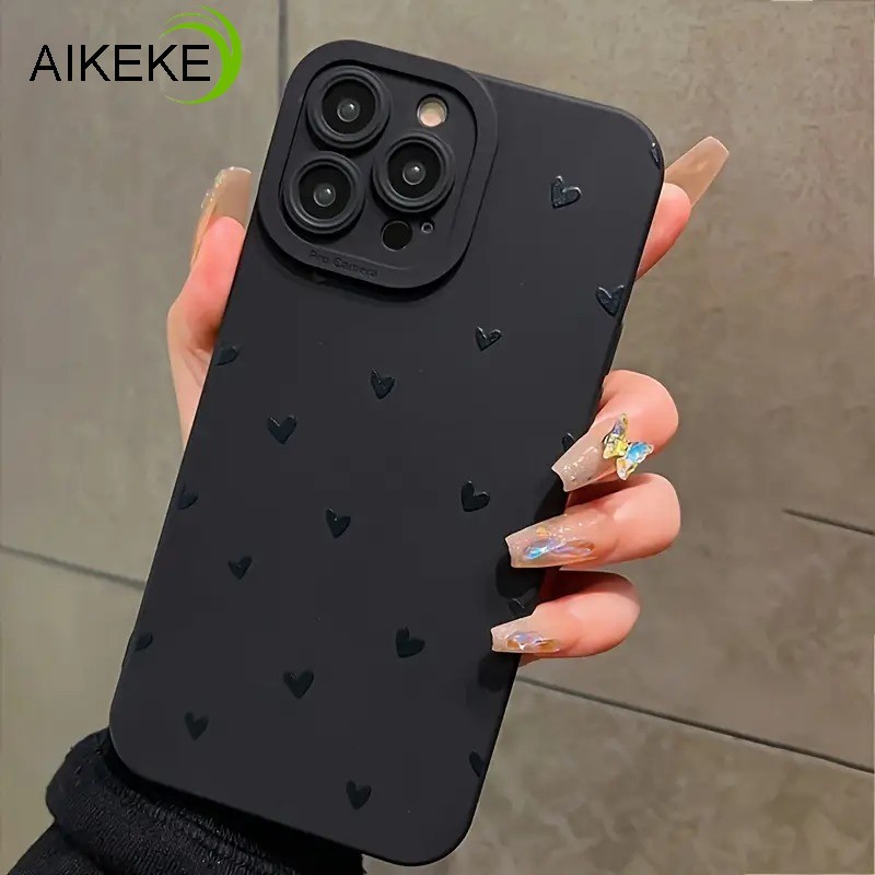 SAMSUNG Simple Black Heartเคสโทรศัพท์สําหรับSamsung Galaxy A91 A81 A73 A72 A71 A70S A70 A56 A55 A54 A53 A52 A52S A51 A50 A50S A41 A40 A36 A35 A34 Anti-fall