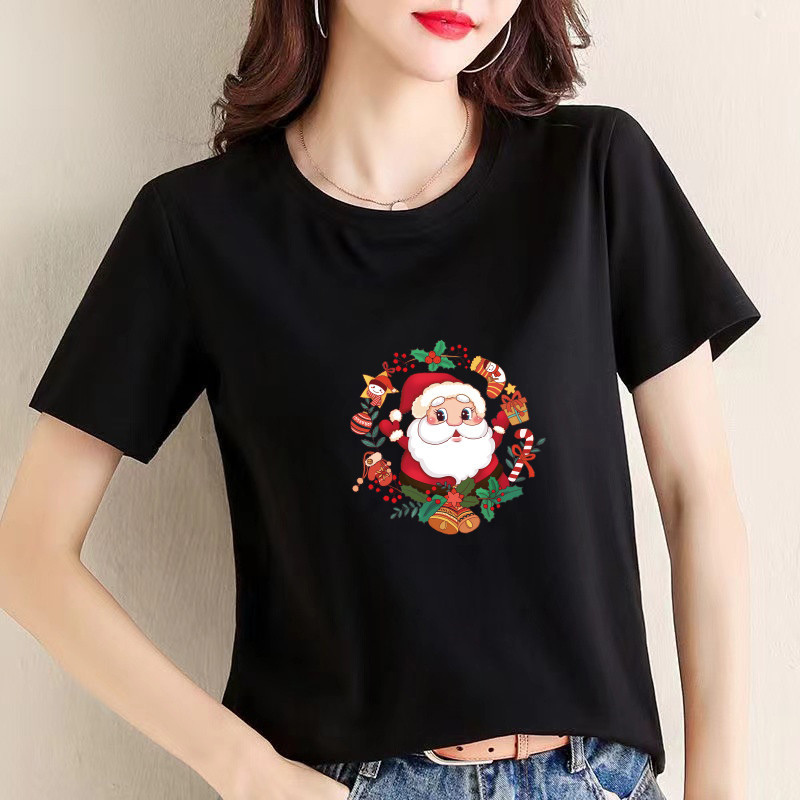 women t shirt short sleeve summer tshirt woman Christmas green top clothes casual t shirt for women