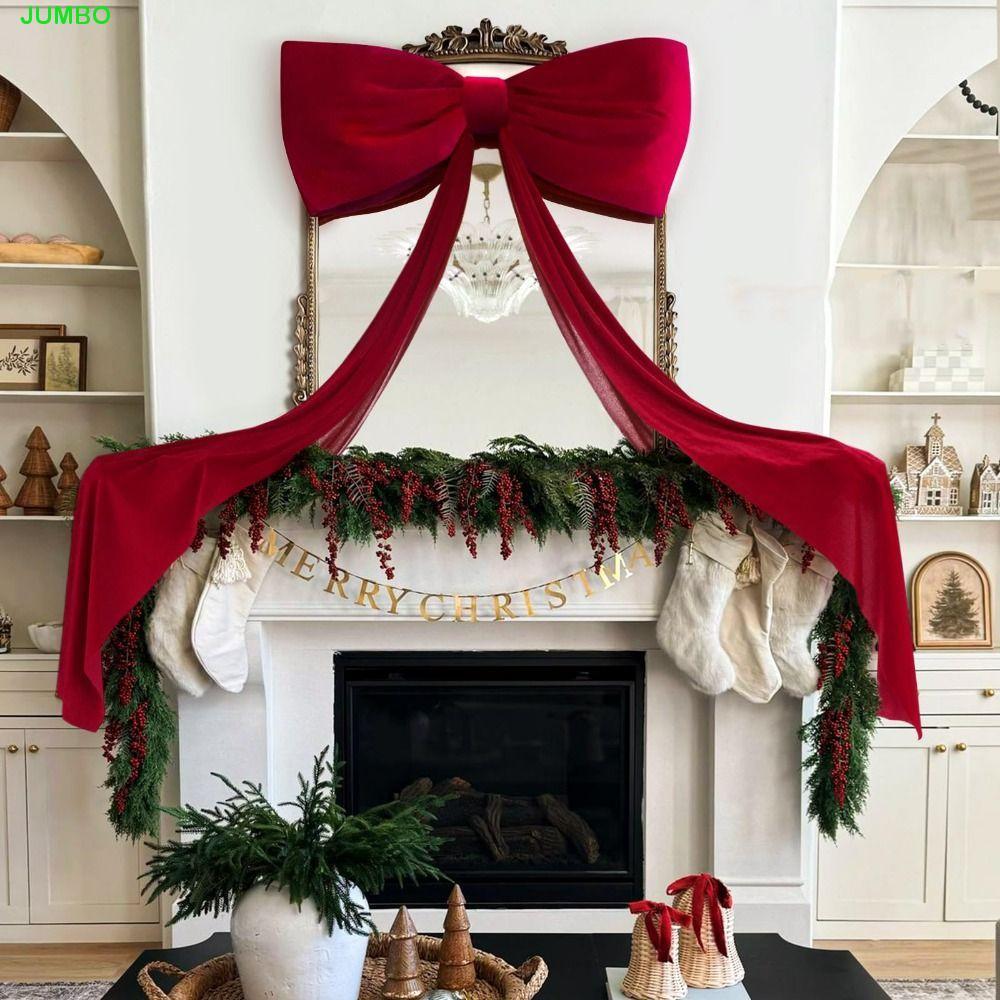 JUMBO ขนาดใหญ่คริสต์มาส Bowknot, Elegant 50x180 ซม.Xmas Tree Topper Bows, Creative ขนาดใหญ่พิเศษสีแดง/สีขาวน่ารักคริสต์มาสตกแต่งโบว์เด็กของขวัญ
