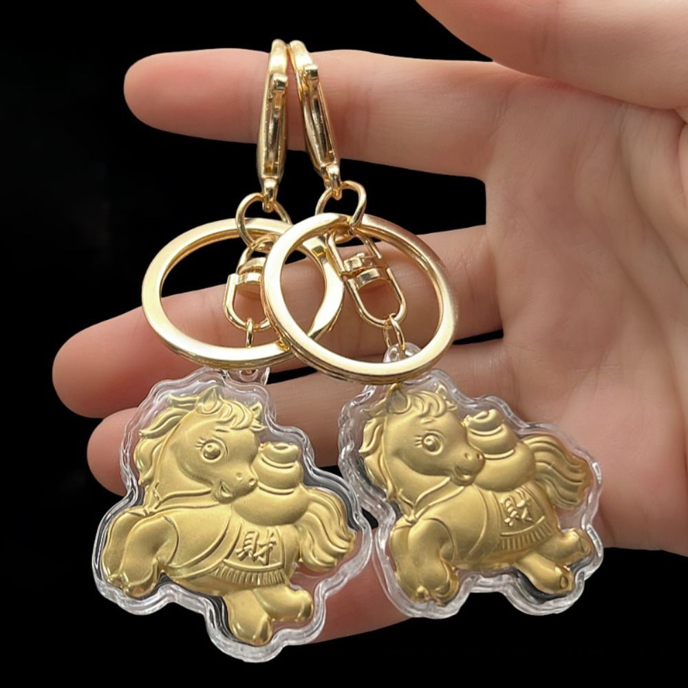 DAYBREAK จี้ม้าราศี, ม้าโชคดีเลียนแบบทองฟอยล์พวงกุญแจ, Lucky Charm ตกแต่งพวงกุญแจของขวัญปี - รูปที่ 5