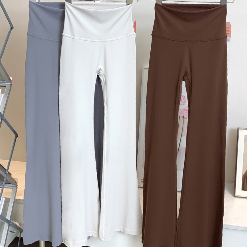 【 Yogatruth 】 กางเกงกีฬากางเกงบานเอวสูงไม ่ มี T-stitch Gym Fitness