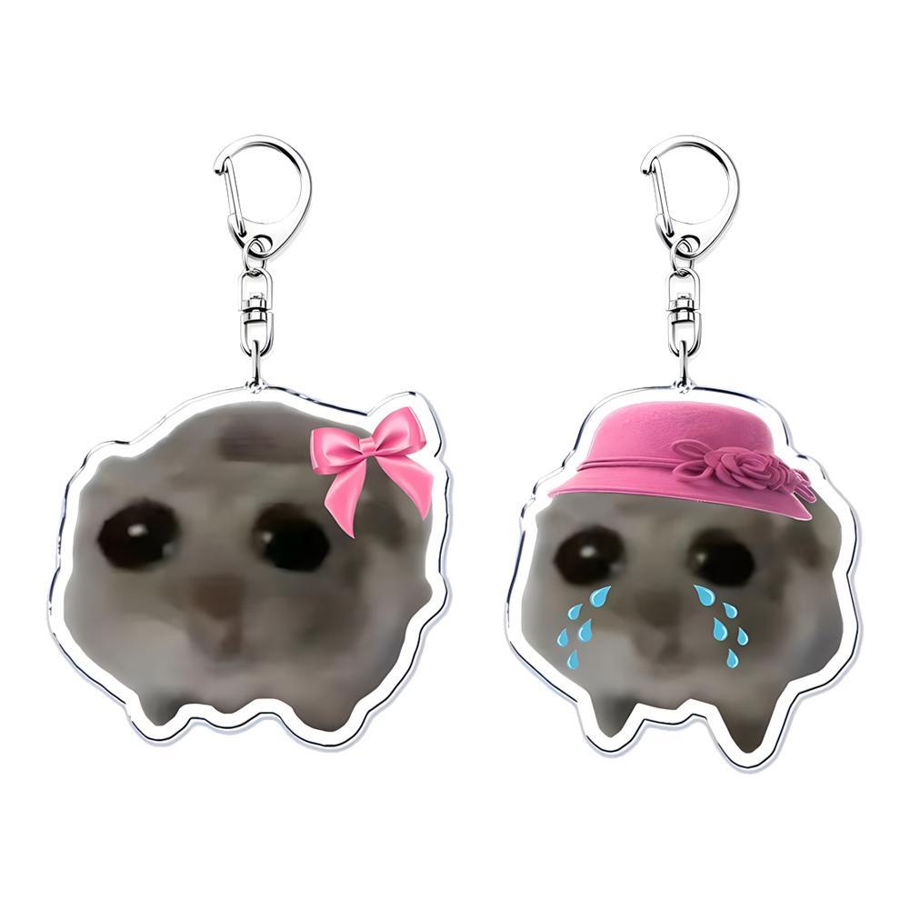 Im Just A Girl Sad Hamster Key Chain พวงกุญแจแหวนสําหรับอุปกรณ์เสริมกระเป๋าจี้ตลกพวงกุญแจ D5n9
