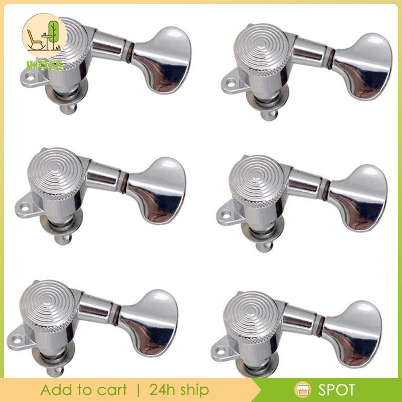[Ihoce] ปุ่มสายกีตาร์จูนเนอร์ Fishtail Guitar Lock Tuner Silver 6R Tuning Peg