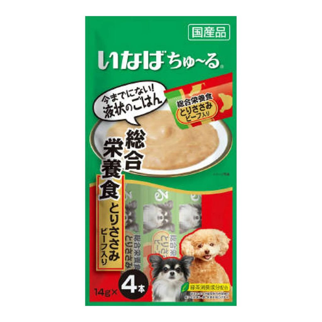 Inaba Churu Complete Nutrition Cat Treats with Chicken and Beef - 4 Packs, Set of 6