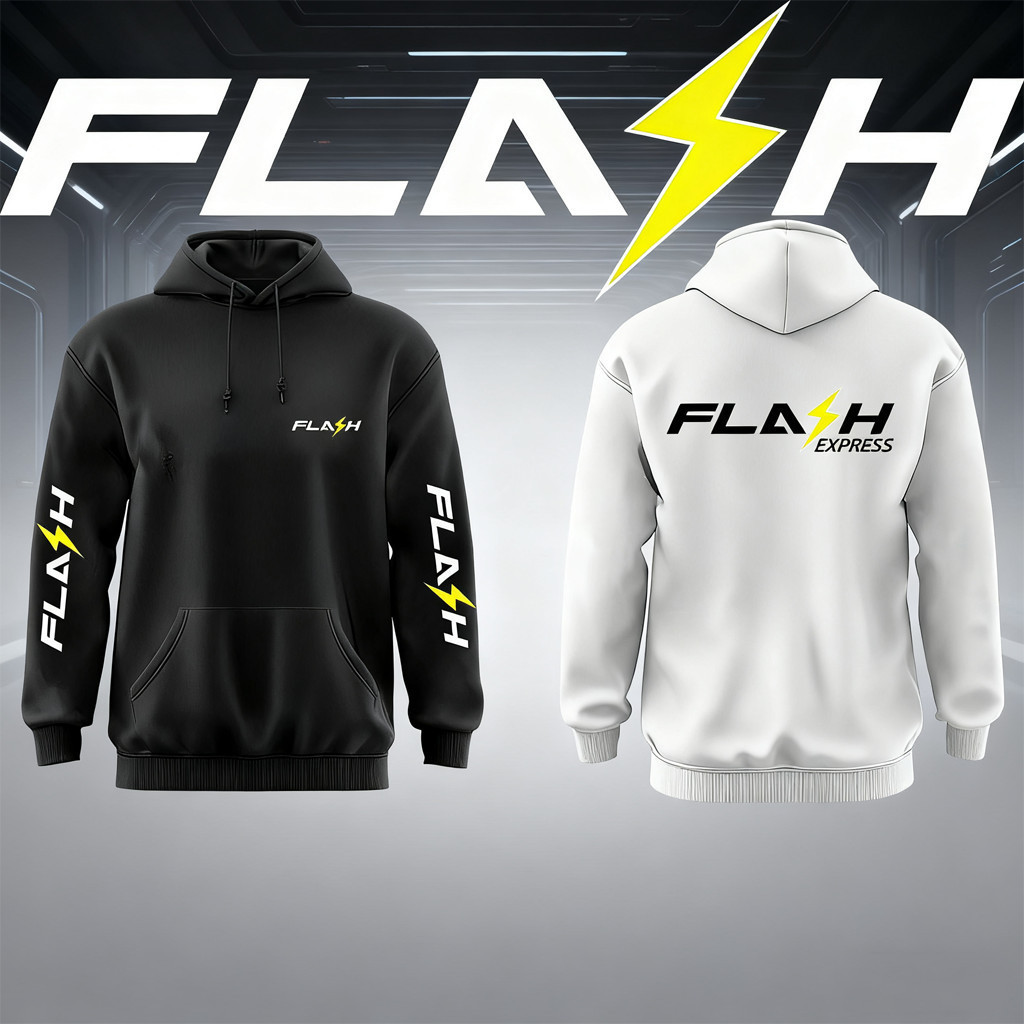 (พร้อมส่ง) เสื้อกันหนาว / กันลม / กันแดดมีฮู้ด สกรีนลายตามแบบ แฟลช เอ็กซ์เพรส (Flash Express)