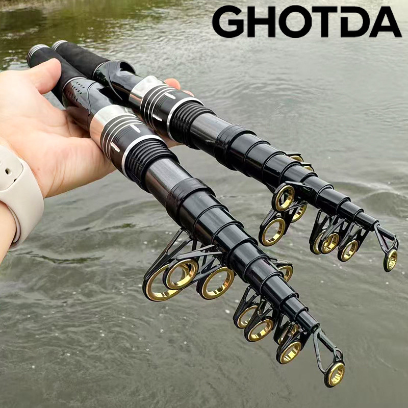 ไม้กลึงตกปลารุ่น ultralight ขนาดเล็ก พับได้ ความยาวเมื่อพับแล้ว 33 ซม. ทำจากคาร์บอนไฟเบอร์ ใช้งานได้ทั้งบนฝั่งและเรือ