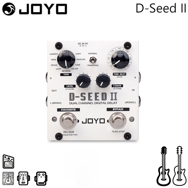 JOYO D-Seed II สเตอริโอดีเลย์กีตาร์เหยียบ – 8 โหมดแตะ Tempo หน่วยความจํา D Seed II