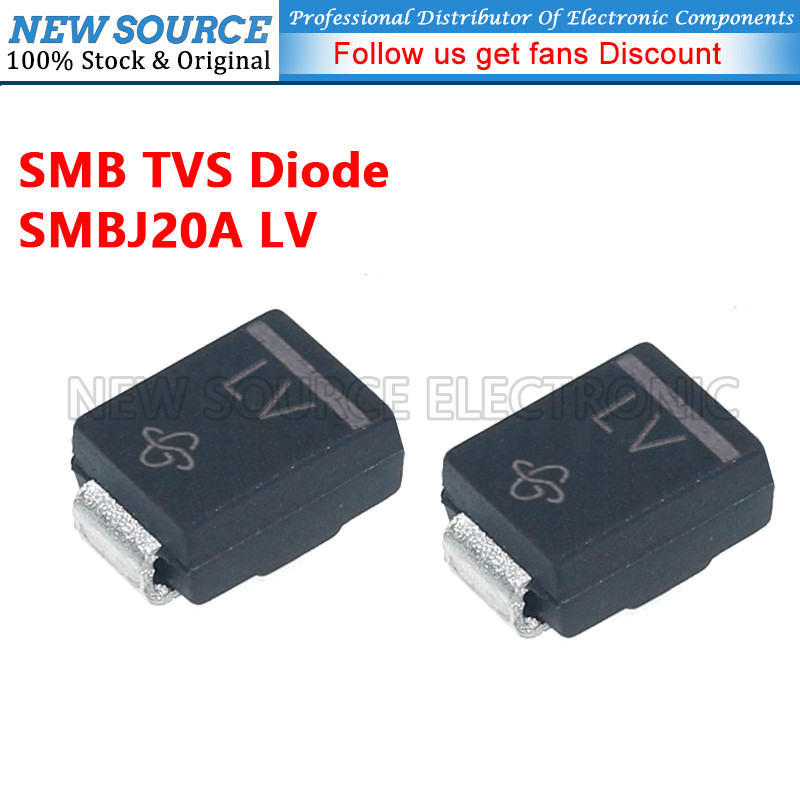 [20-100 ชิ้น] SMBJ20A LV SMB TVS Diode SMD Transient แรงดันไฟฟ้า Suppessor Diode แหล่งใหม่
