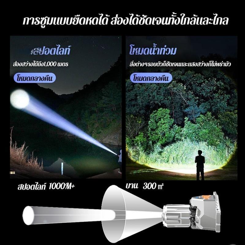 ไฟหน้า LED ชาร์จ USB ซูมได้ 3 โหมดแสง เหมาะสำหรับการตั้งแคมป์ ตกปลา สำรวจ และใช้ฉุกเฉิน ไฟหน้า ไฟหน้าแบบพกพา กันนำ IPX4