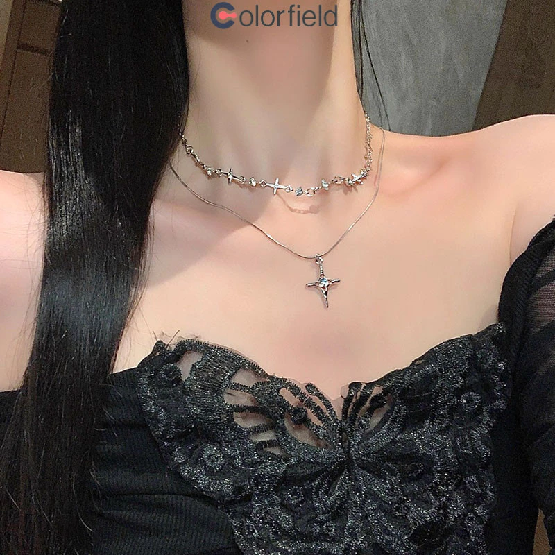 Colorfield สร้อยคอไม้กางเขน ประดับเพทาย สไตล์เกาหลี thumbnail 7