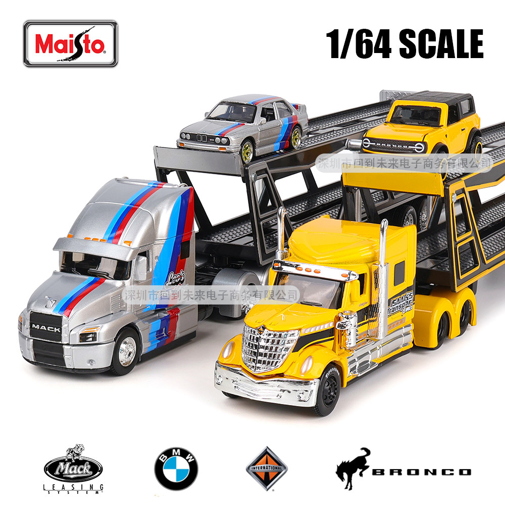 Maisto 1:64 MACK ANTHEM INTERNATIONAL LONESTAR Heavy-Duty Car Transporter จําลองสะสมของขวัญเครื่องปร