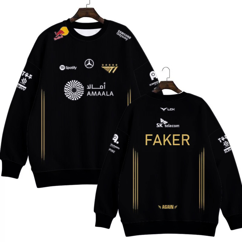 Sweatshirt สไตล์เสื้อยูก้าทีม T1 Faker สำหรับแฟนอีสปอร์ต
