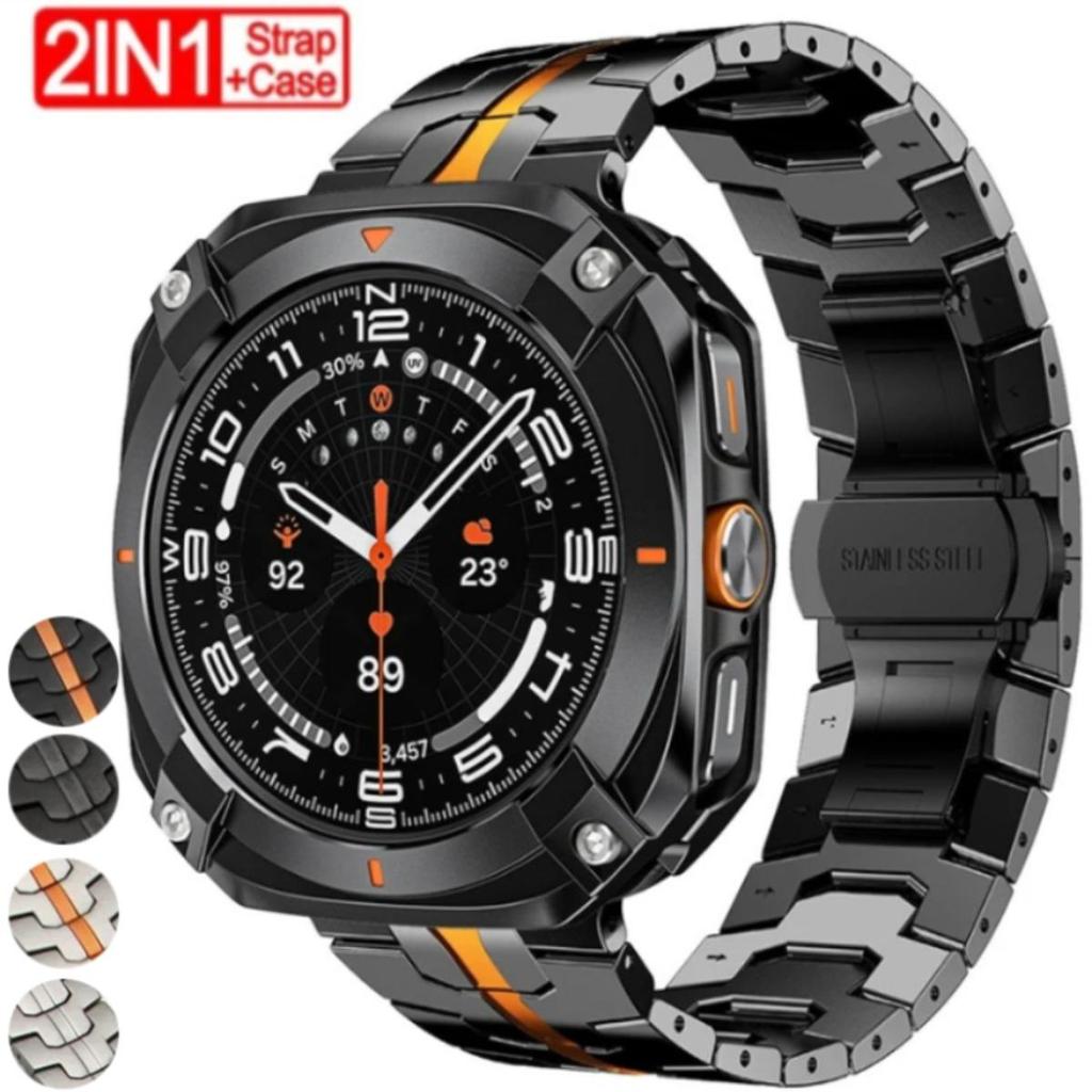 Strap + สําหรับ Samsung Galaxy Watch Ultra 2025 47 มม.Anti-fall โลหะสําหรับ Galaxy Watch Ultra(2024) 47 มม.สแตนเลสสตีล