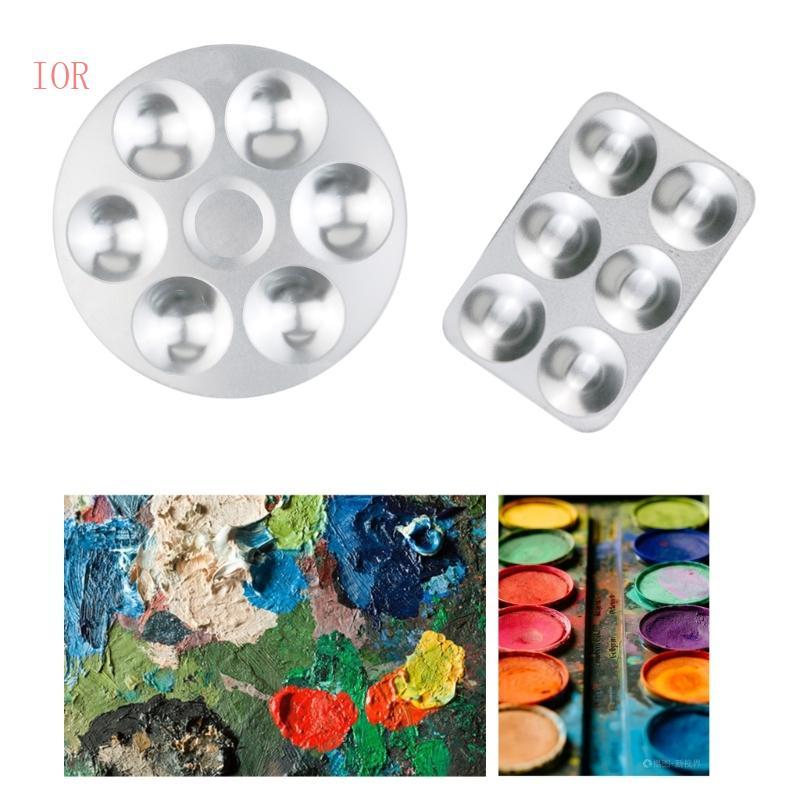 IOR จานผสมสี 6Well 10Well 12Well ถาดสี Round Sqaure Metal Palette