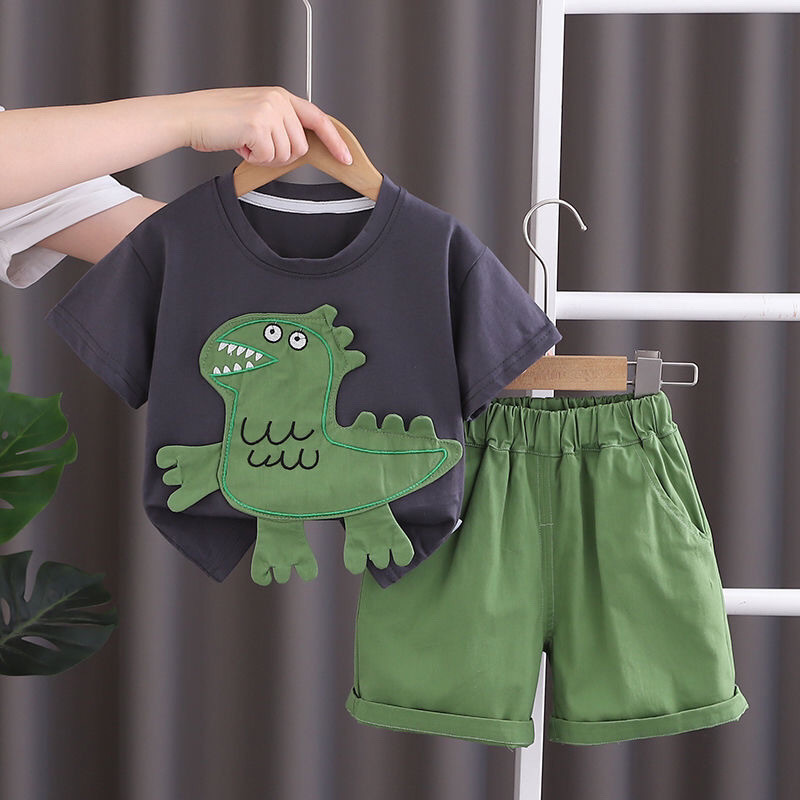 2025 เด็กทารกชุดฤดูร้อนแขนสั้นชุดสองชิ้นทารกชุดลําลองระบายอากาศ คอตต์