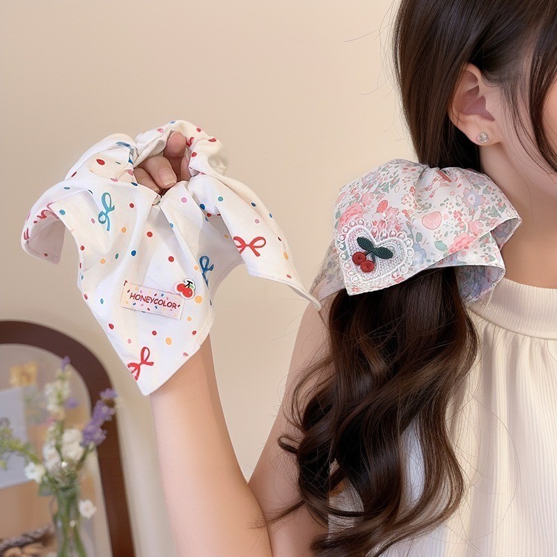 scrunchie สแควร์ขนาดใหญ่ แฟชั่นเกาหลี ใช้งานได้หลากหลาย เครื่องประดับผม