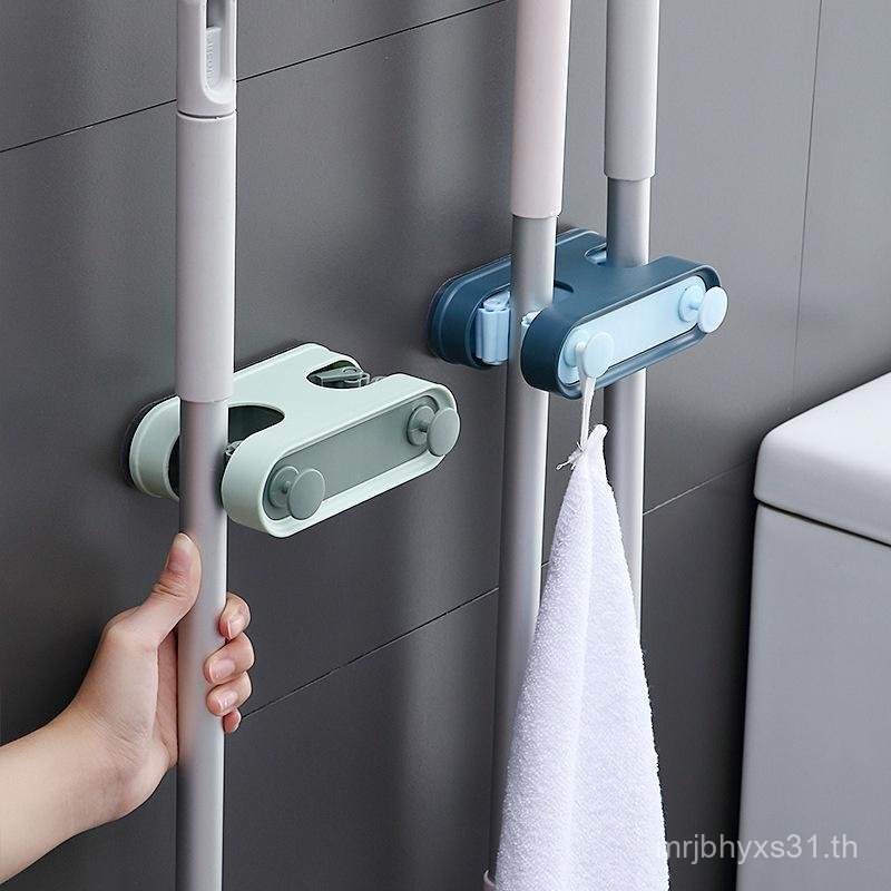 Bathroom Self Adhesive Broom Mop Holder Shelf Storage Holders Racks Paste Hooks Wall Mounted Stand S