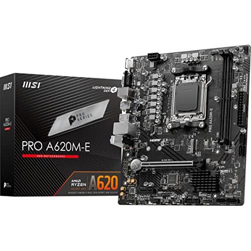 MSI Motherboard PRO A620M-E compatible with Ryzen 7000 series (AM5), A620 chipset, 4K 60Hz, DDR5 OC 