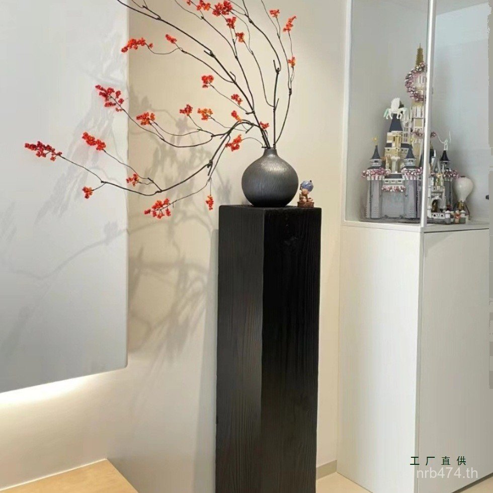 สไตล์เงียบ Carbonized Root แกะสลักสตูล Retro Log Square ไม้ Pier B & B โรงแรมดอกไม้ขาตั้ง Art Entran